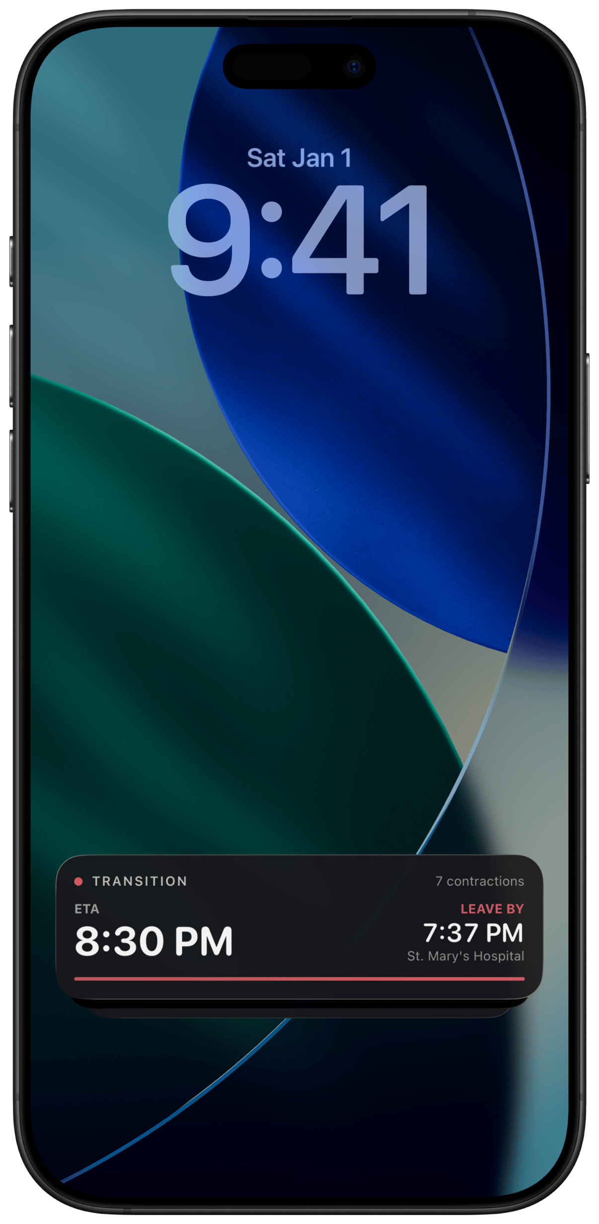 Lock Screen Live Activity showing contraction timer