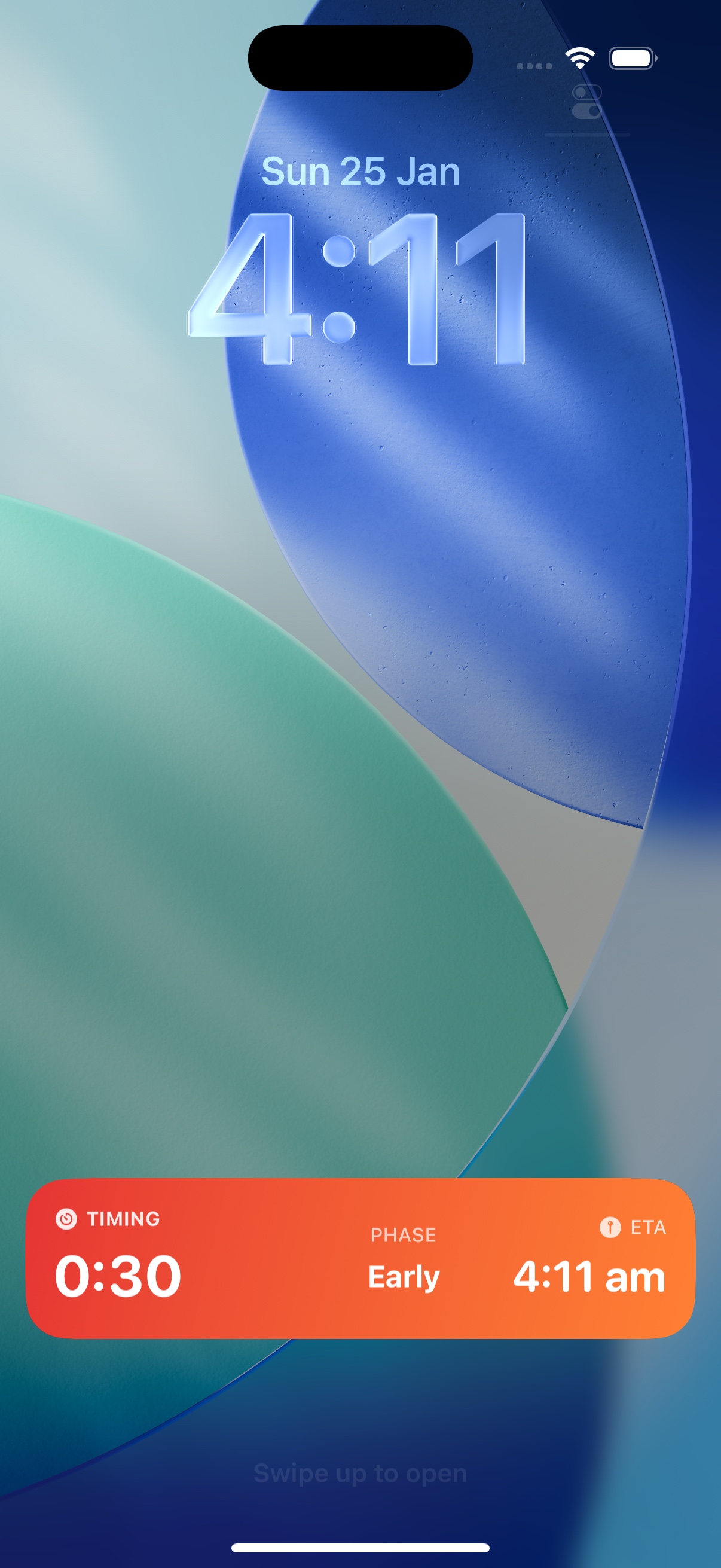 Live-Aktivität auf dem Sperrbildschirm zeigt Wehen-Timer