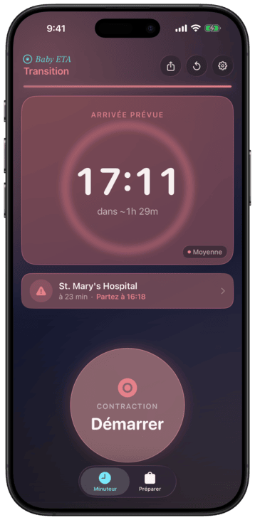 Phase active avec alerte Aller à l'Hôpital
