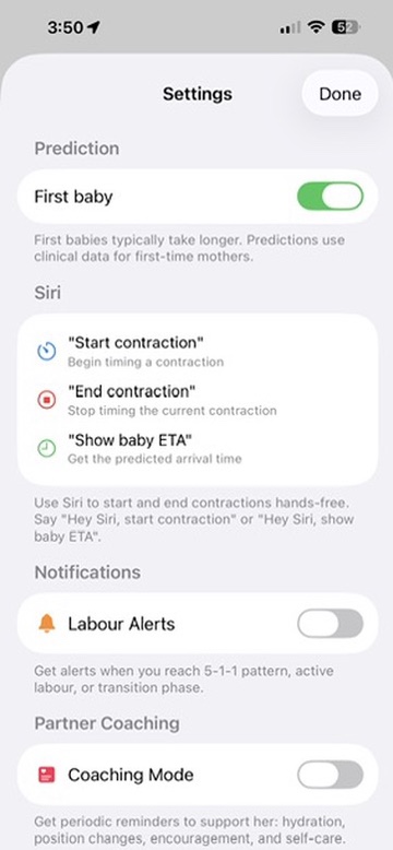 Raccourcis Siri pour Baby ETA