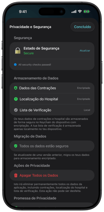 Configurações de privacidade e segurança