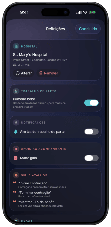 Atalhos da Siri para Baby ETA